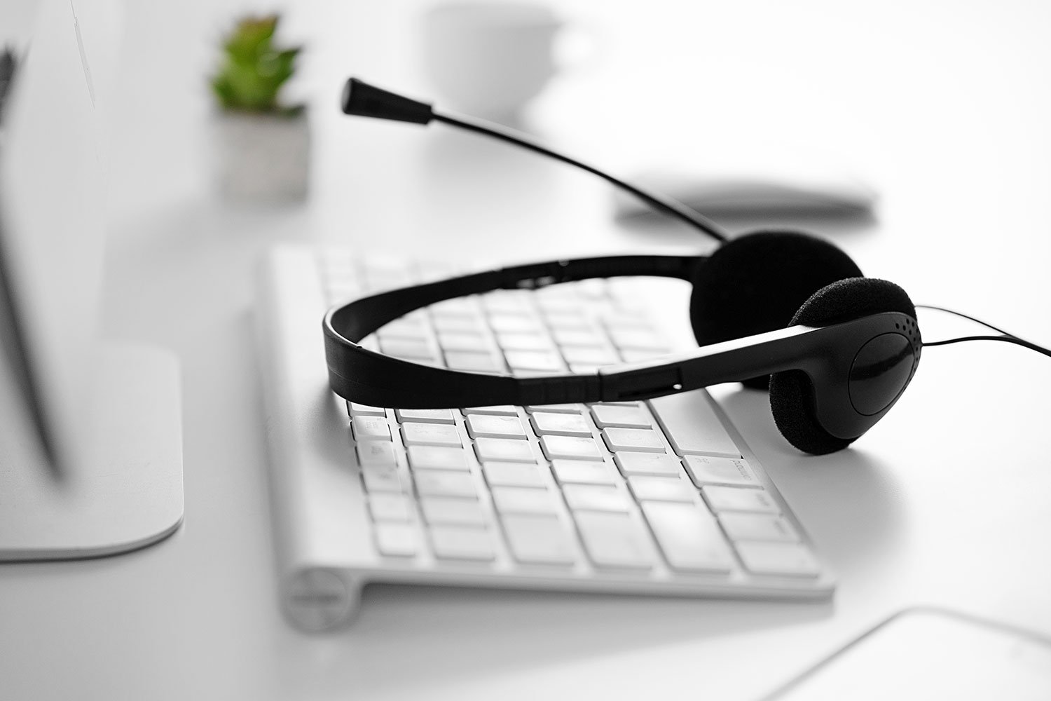 Headset and keyboard set up for a remote consultation